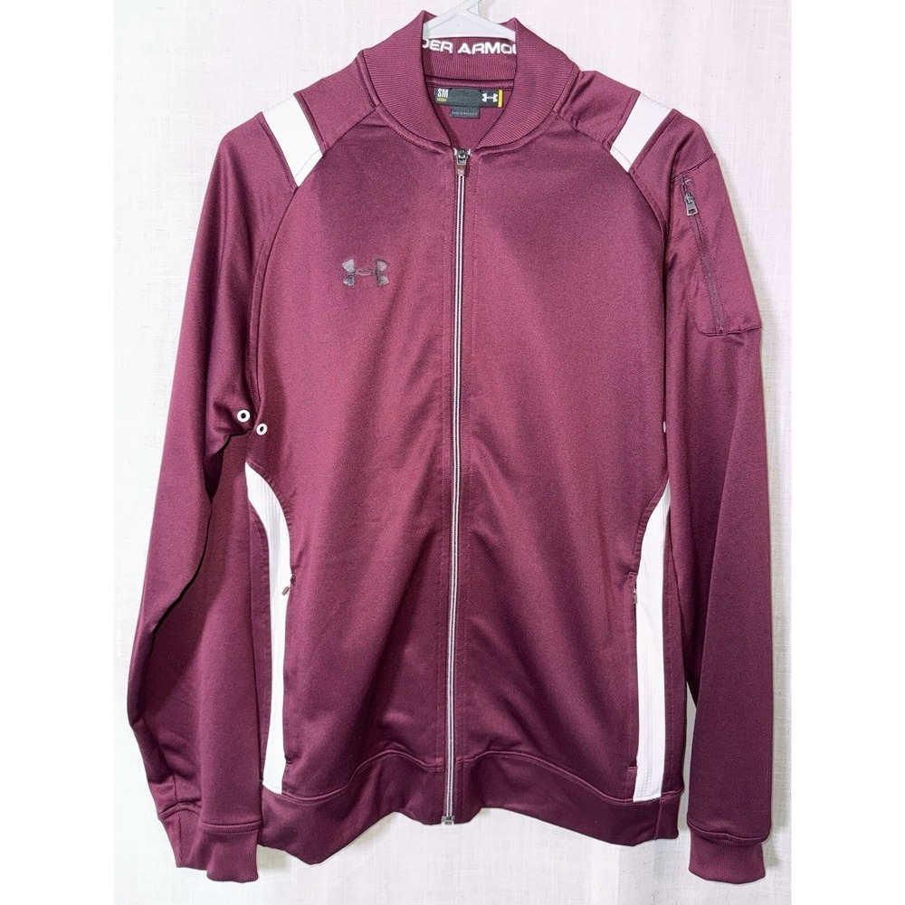 Under Armour Maroon Men's S Small LONG SLEEVE TRACK JACKET Windbreaker Burgundy